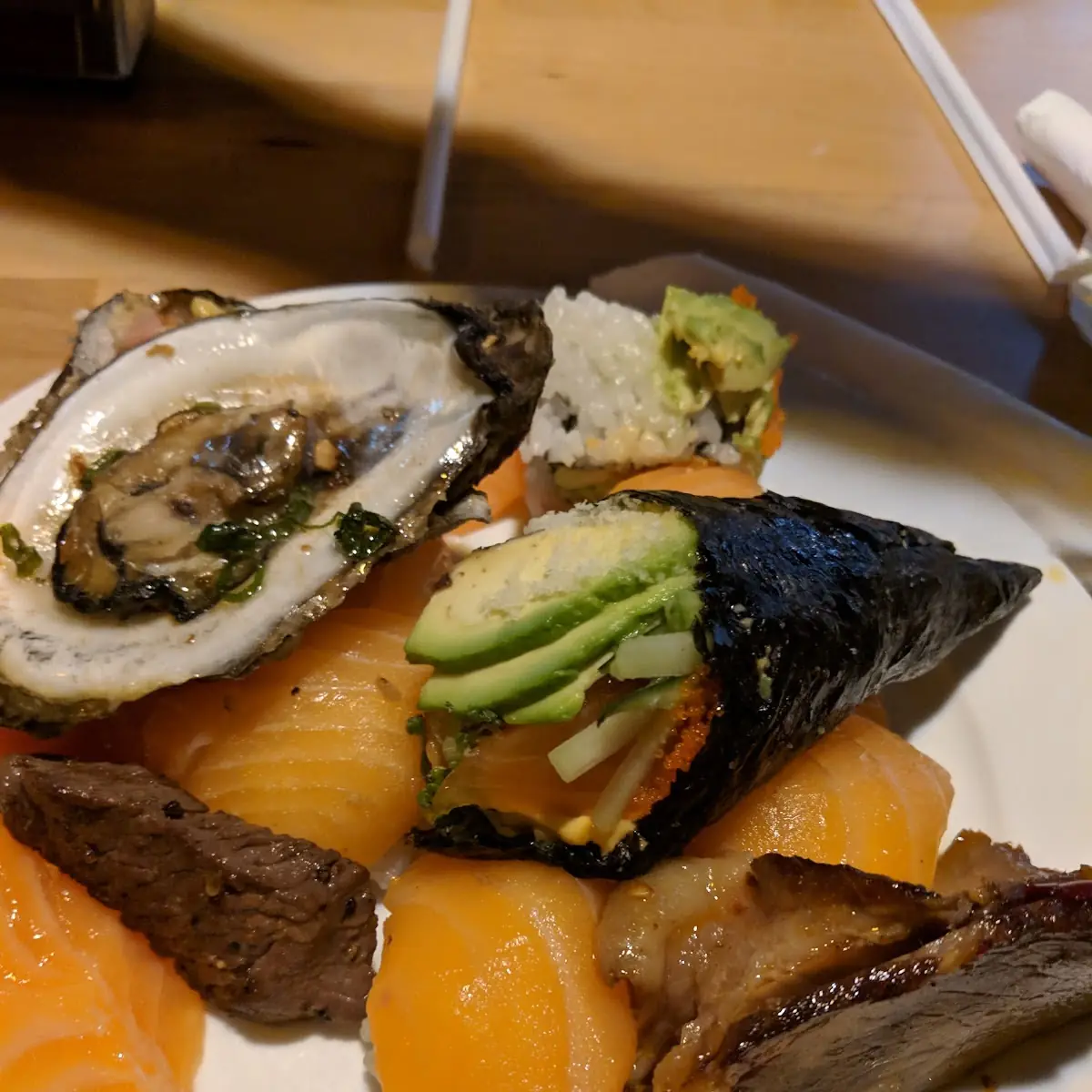 Hand Roll and Salmon Sashimi