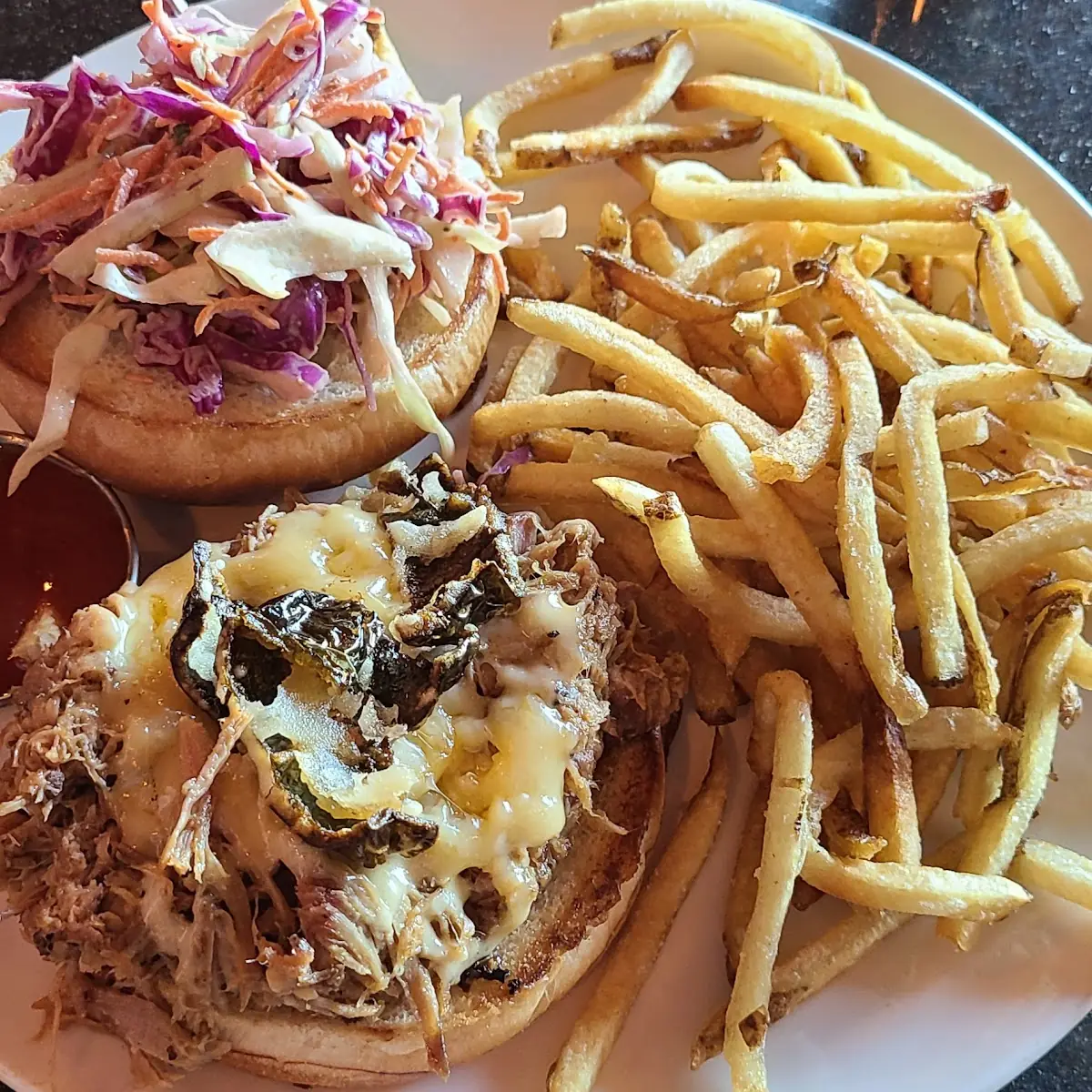 Pulled Pork Sandwich with French Fries