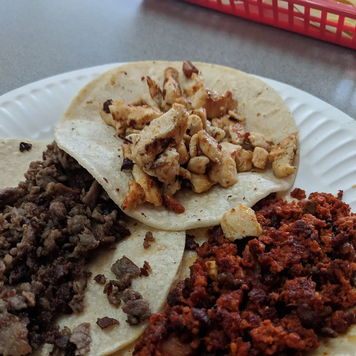 Steak Chicken Chorizo Tacos