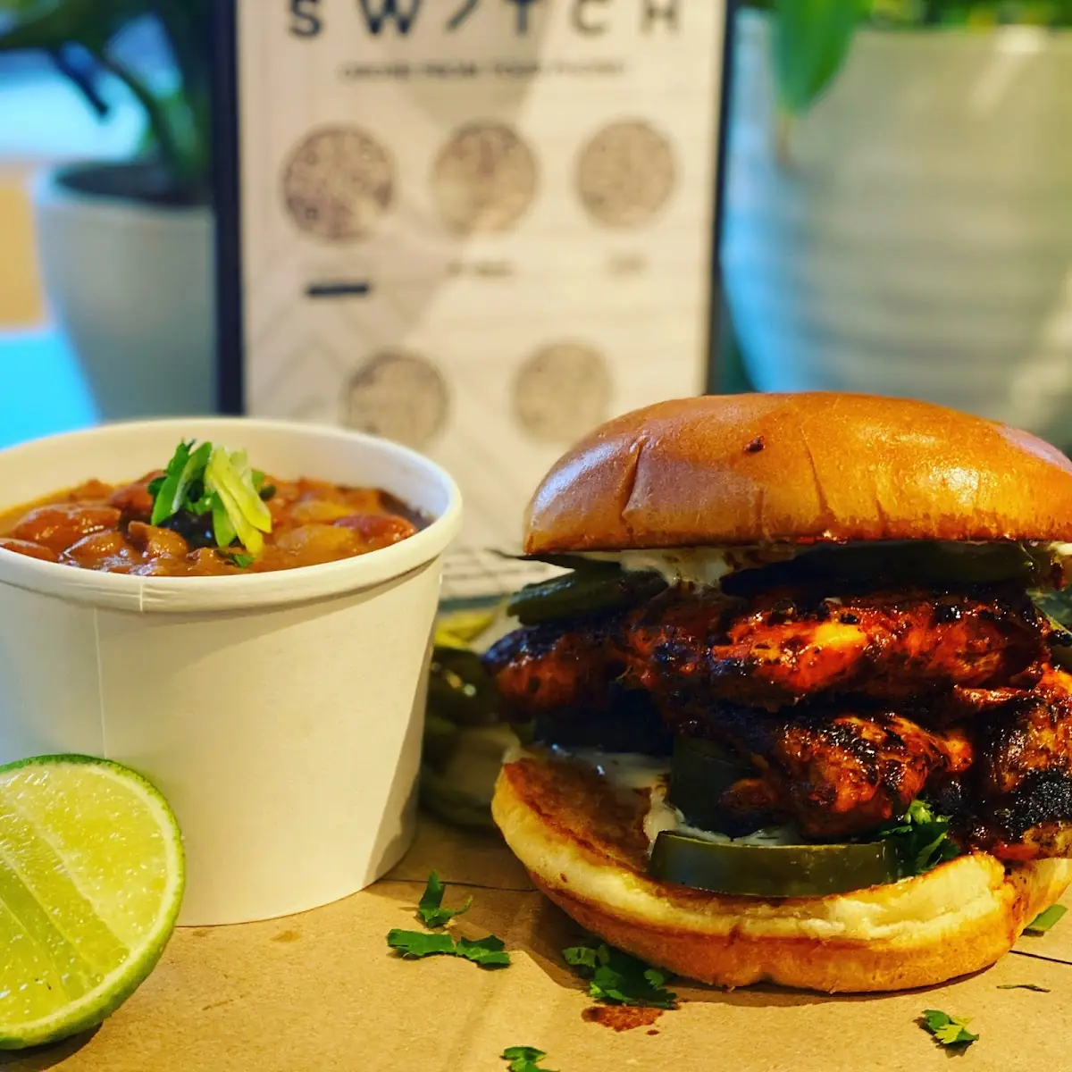 Fried Chicken Burger with Side