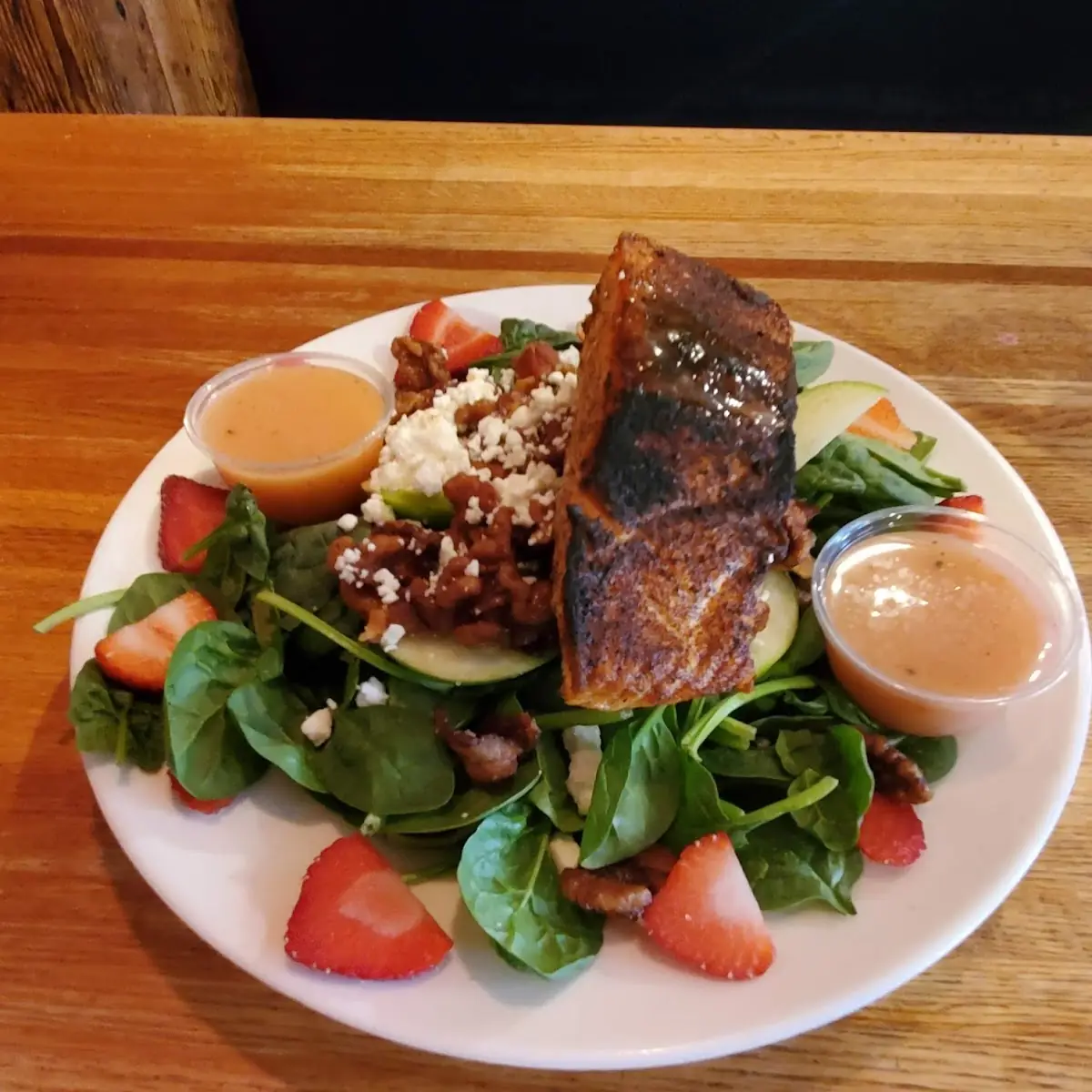 Spinach Salad with Blackened Salmon