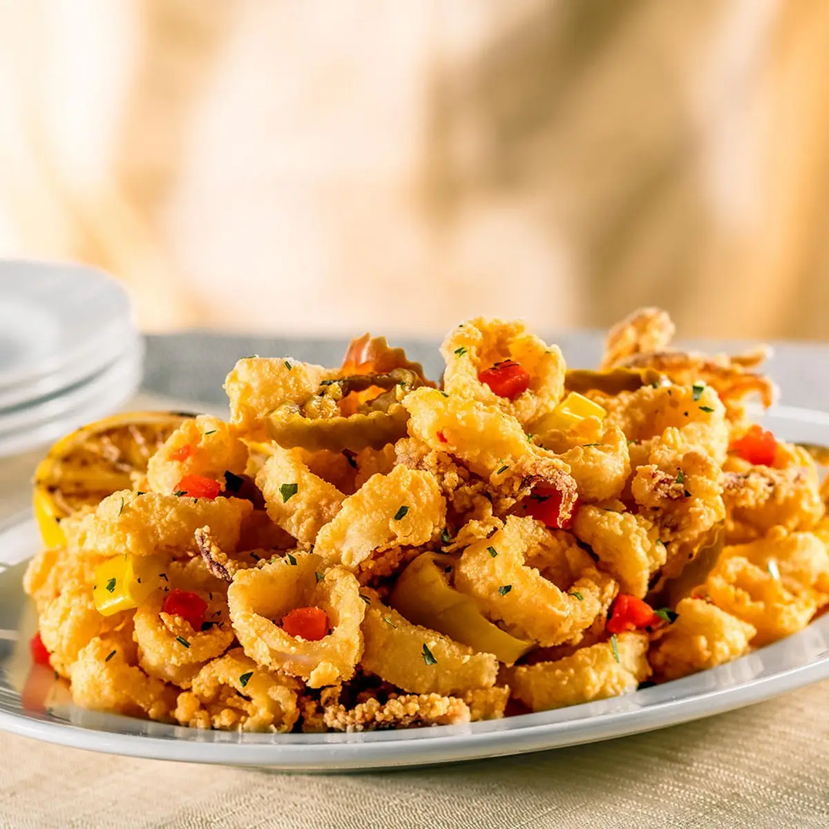 Pan-Fried Calamari with Hot Cherry Peppers