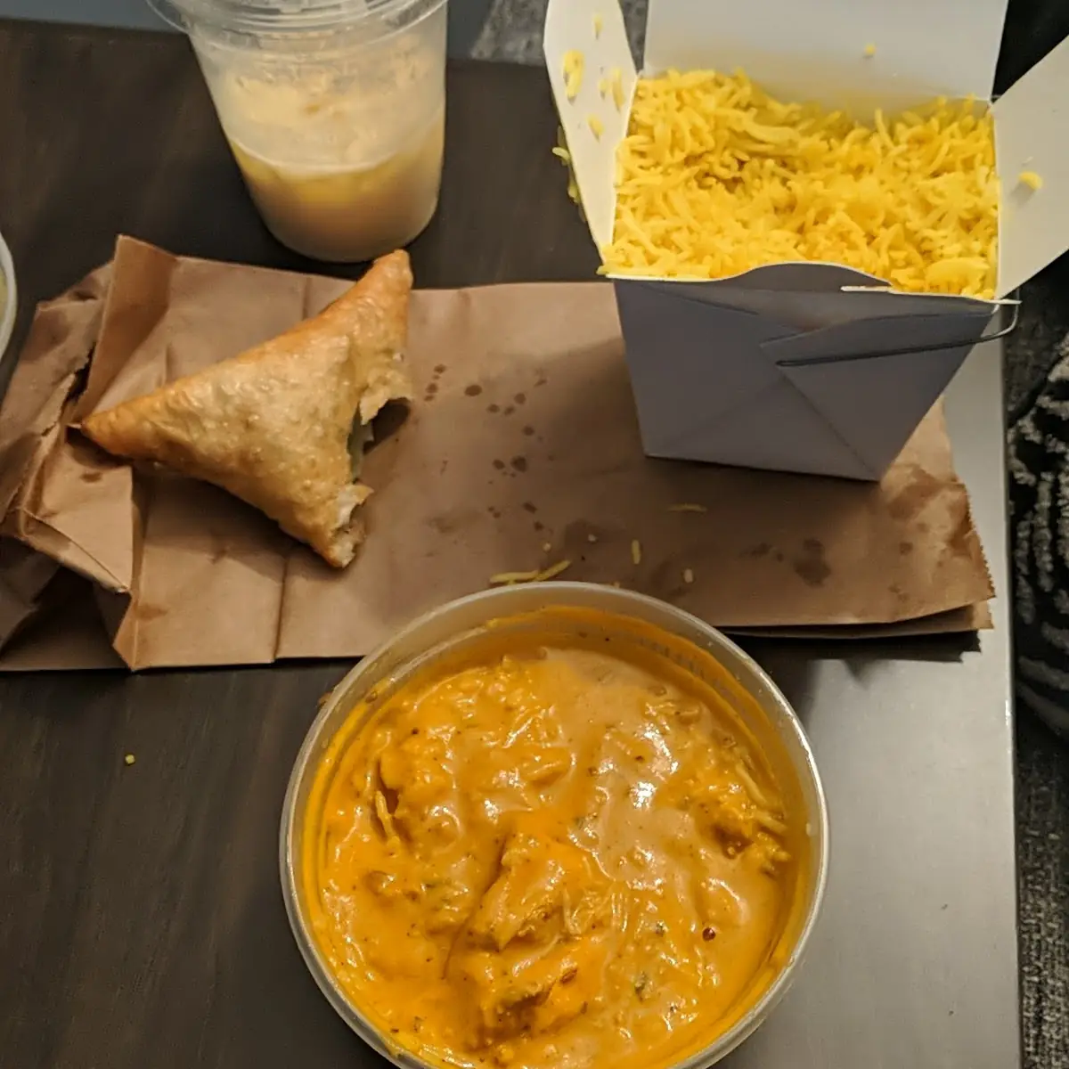 Butter Chicken Vegetable Samosa Mango Lassi