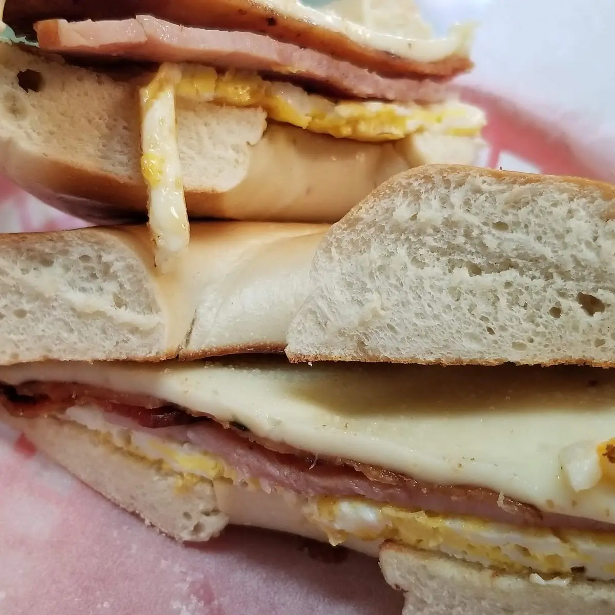 Ham Cheese and Egg Bagel Sandwich