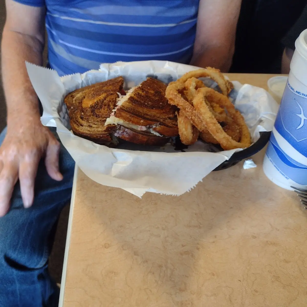 Reuben with Onion Rings