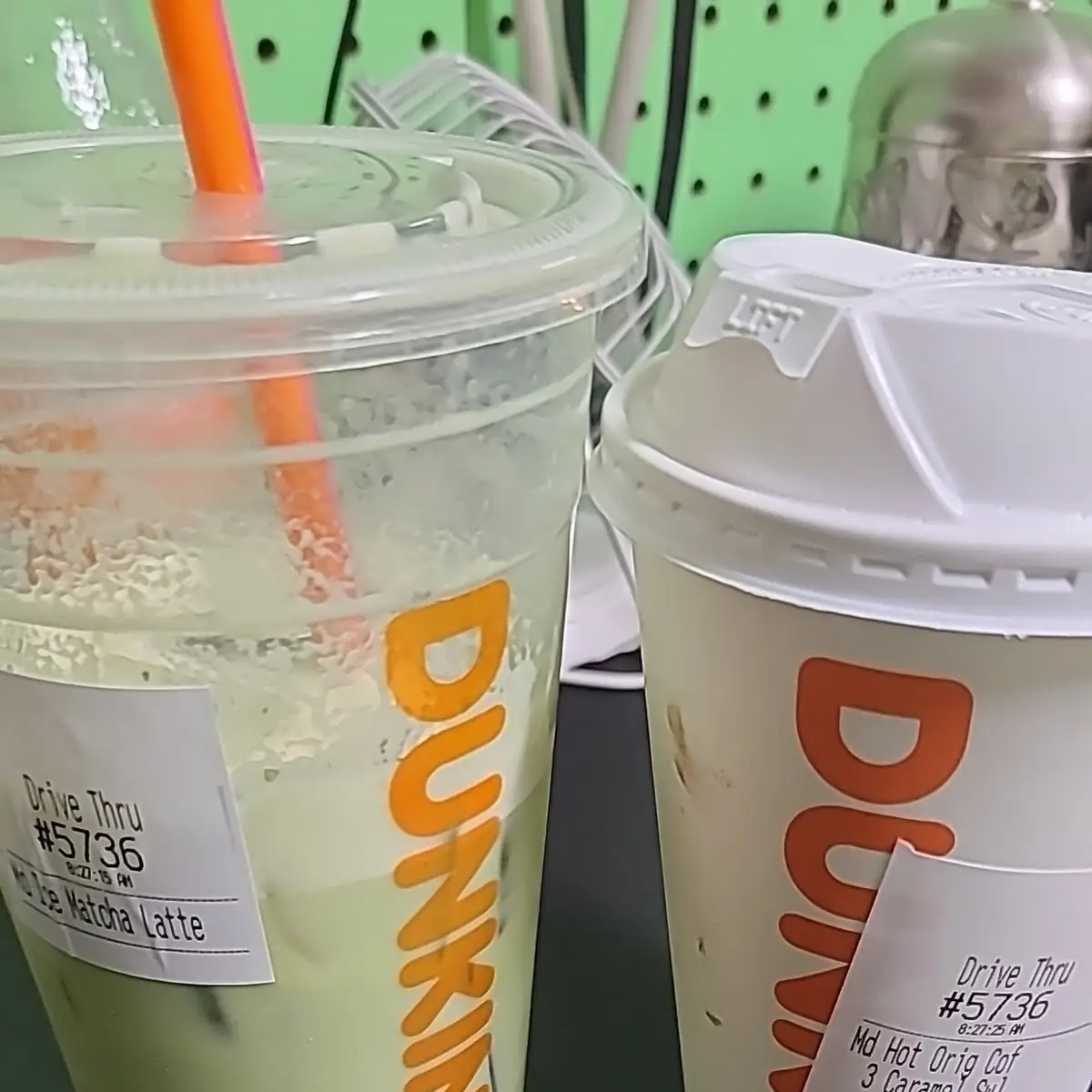 Matcha Latte and Iced Caramel Cold Brew