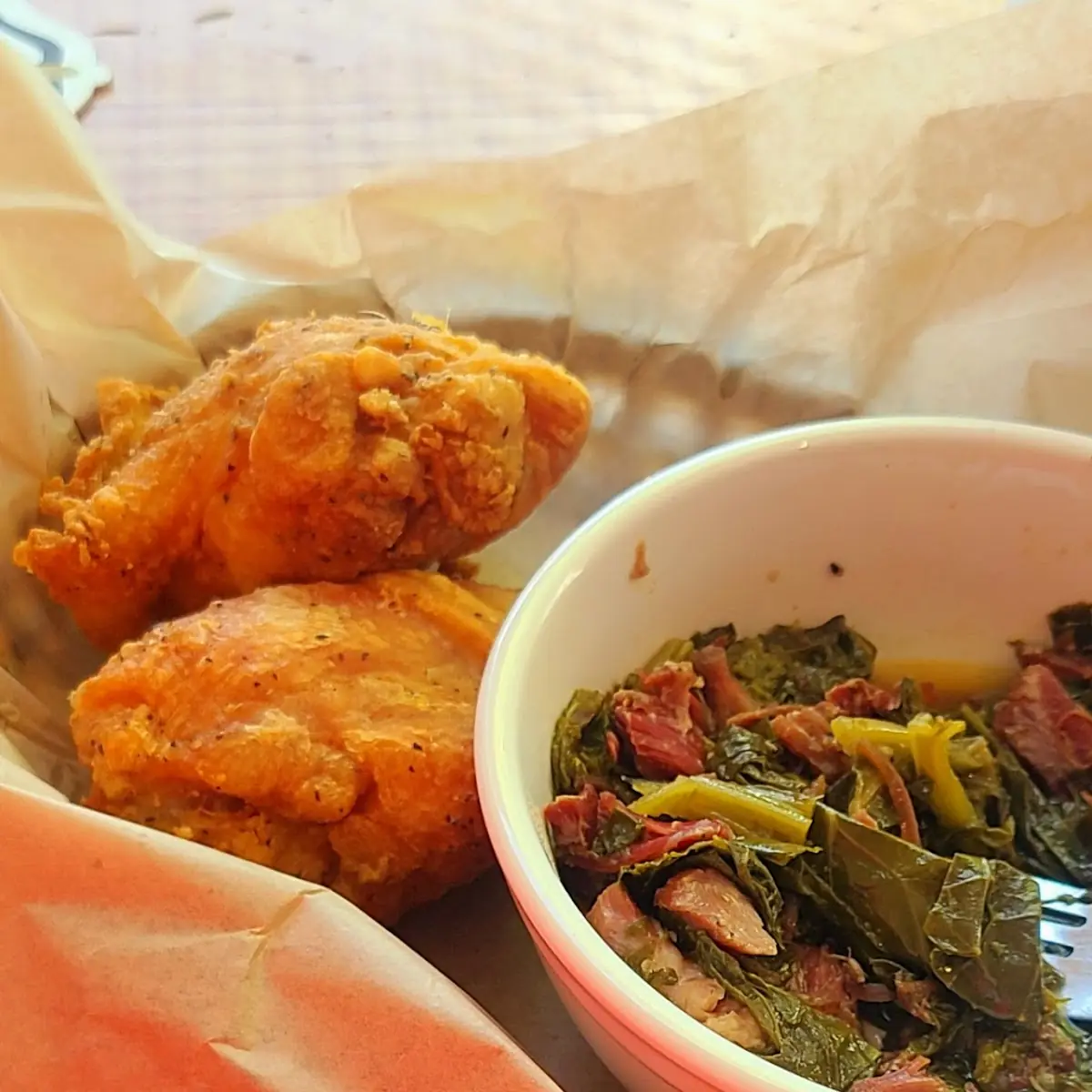Side of Greens and Fried Chicken