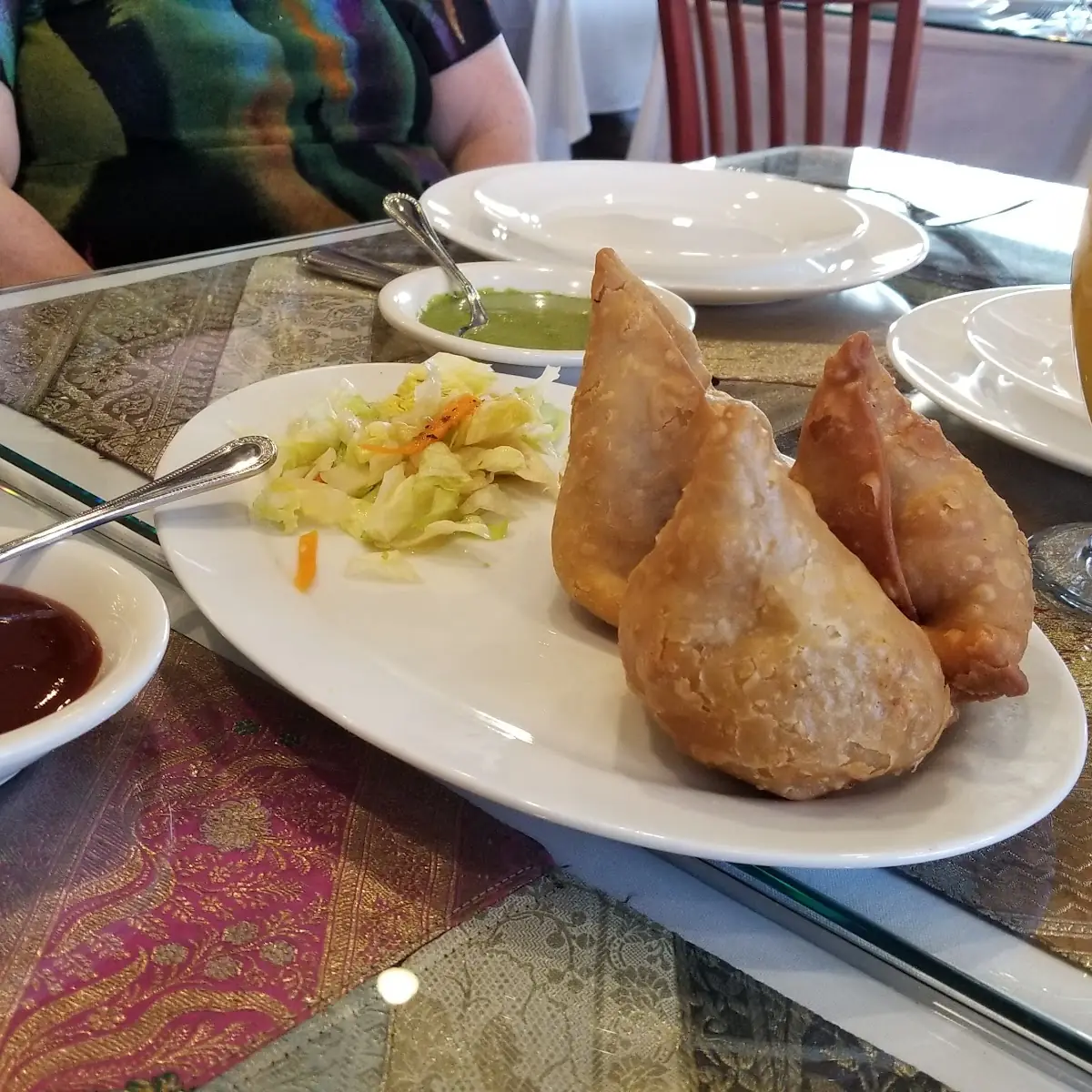Vegetable Samosa Mango Lassi