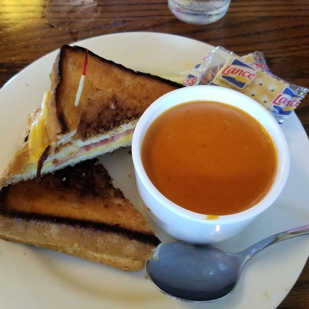 Ham and Cheese Sandwich with Tomato Bisque