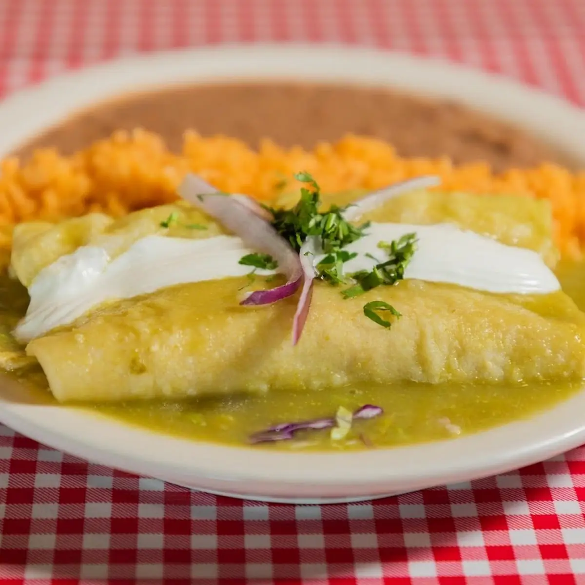 Chicken Enchiladas Verdes and Rojas