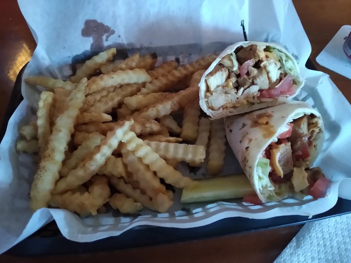 Chicken Wrap and Seasoned Fries
