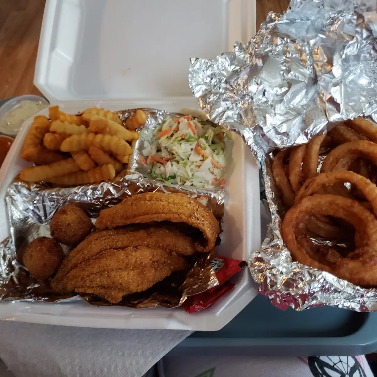 Fish Dinner with Onion Rings