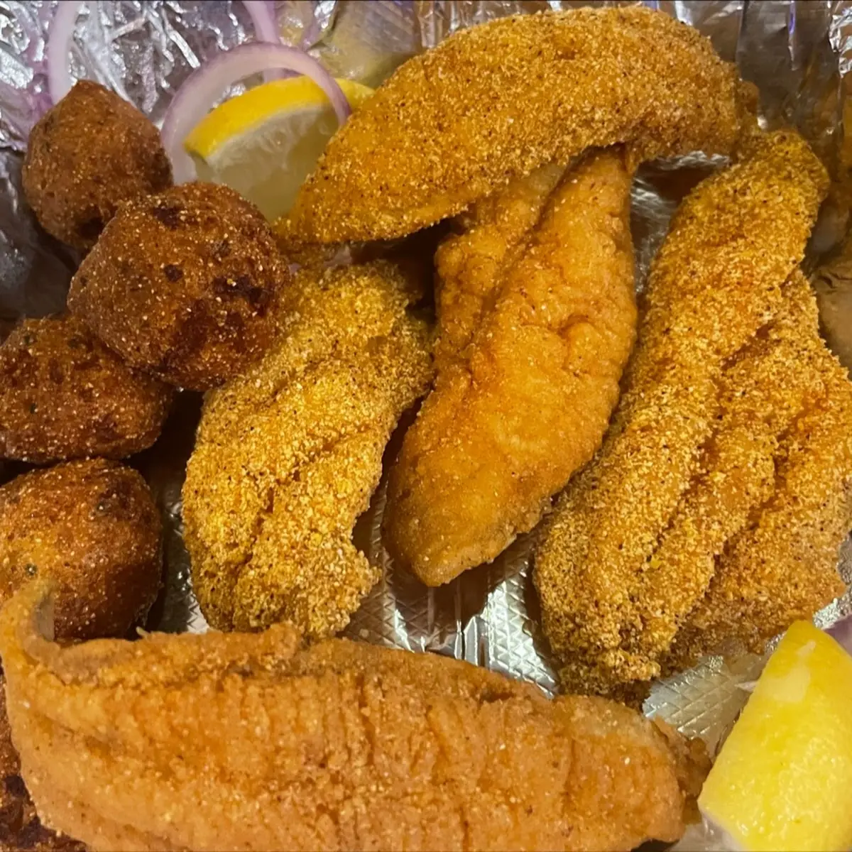 Fried Catfish with Hush Puppies