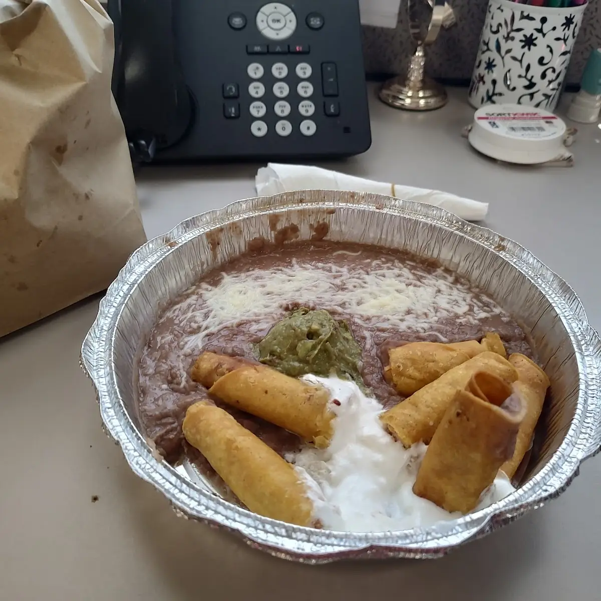 Chicken Taquitos and All Beans at Request