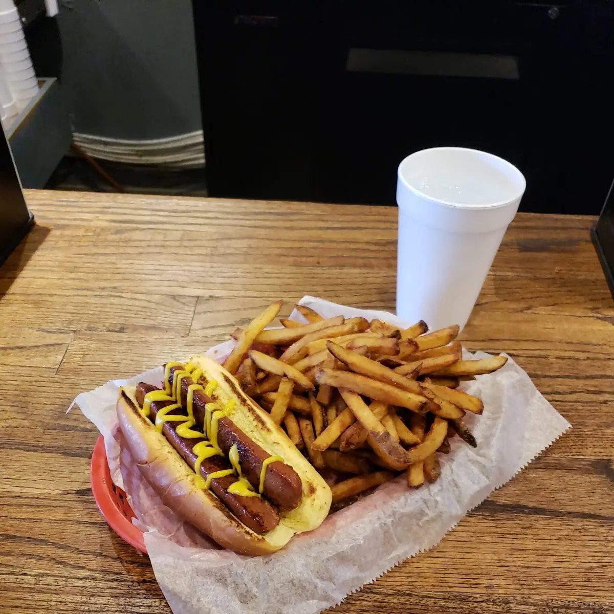 Char-Grilled Hot Dog and Fries