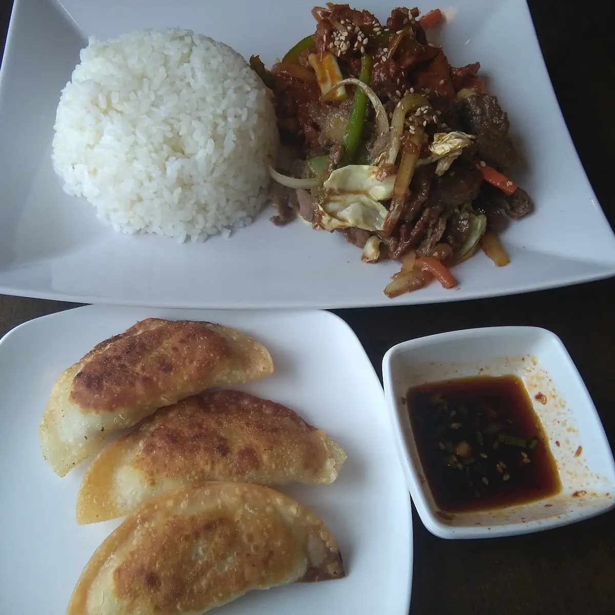 Pork Gyoza and Lunch Rice and Beef Bugolgi