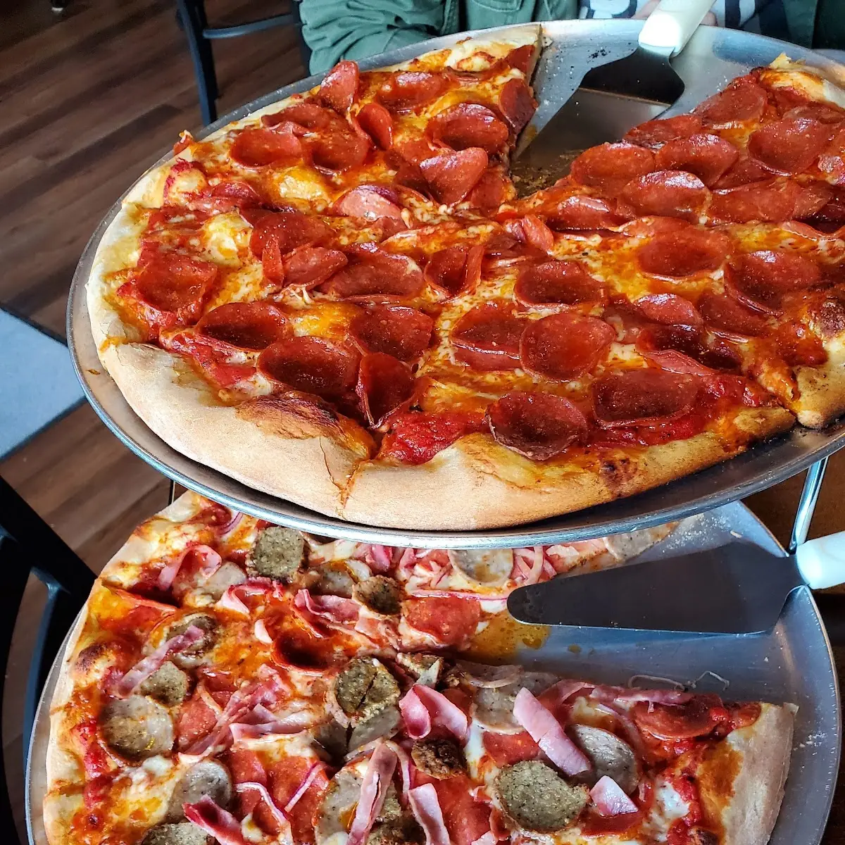 Pepperoni Thin Crust Pizza and Meatlovers with Onion Thin Crust