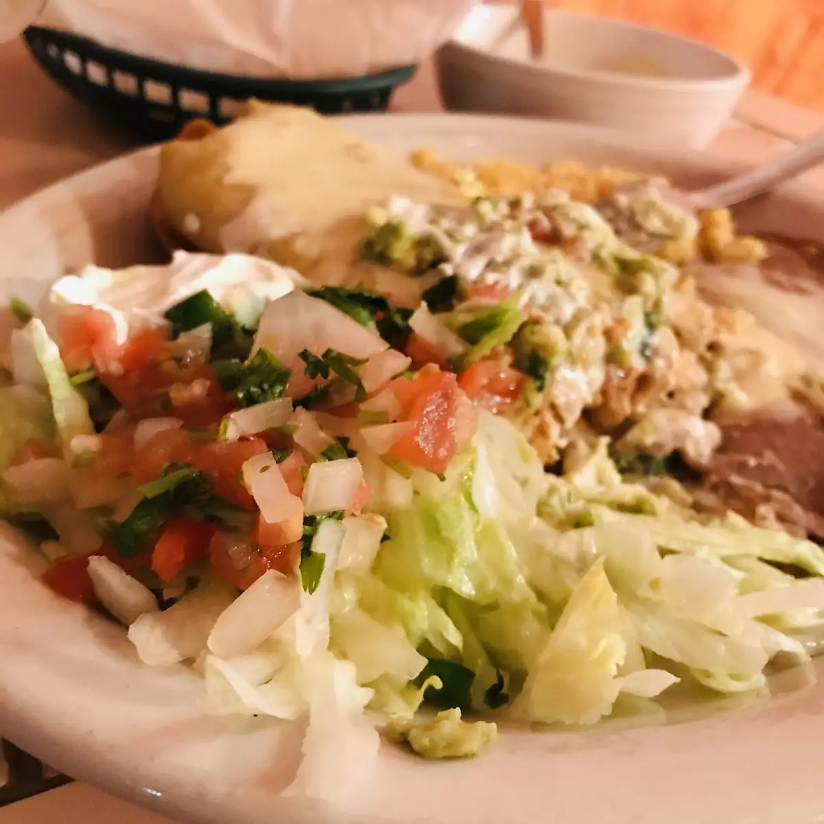 Spicy Chicken Chimichanga with Guacamole Salad