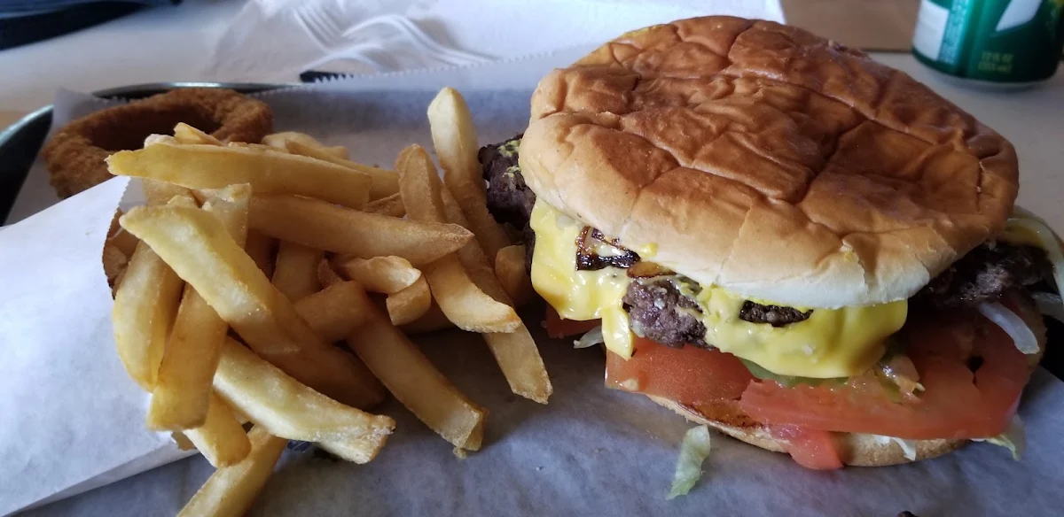 French Fries and Cheeseburger