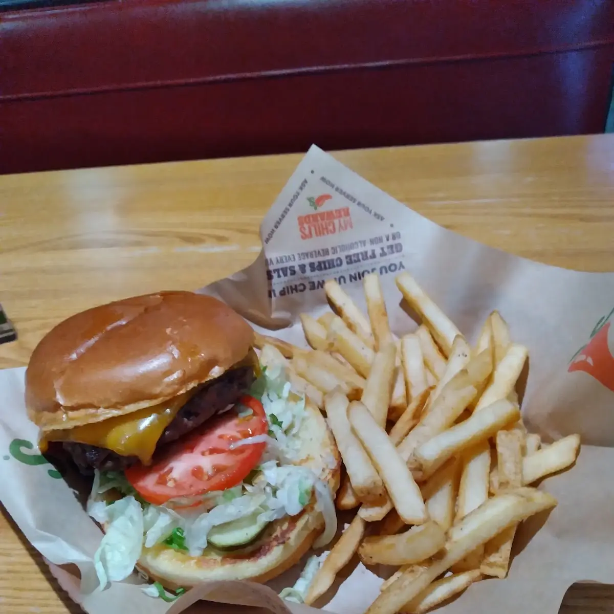 Old Timer Cheeseburger and French Fries