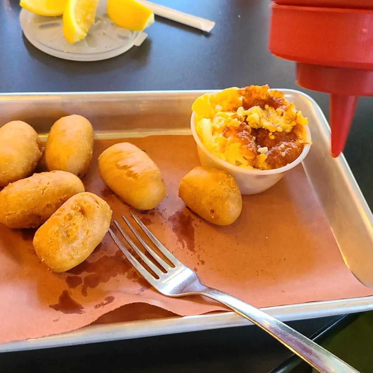 Mini Corn Dogs and Macaroni and Cheese