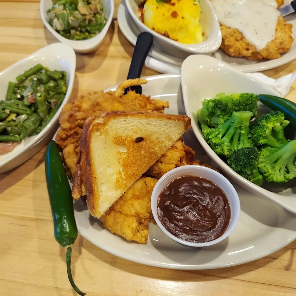 Chicken Fried Chicken Broccoli Green Beans