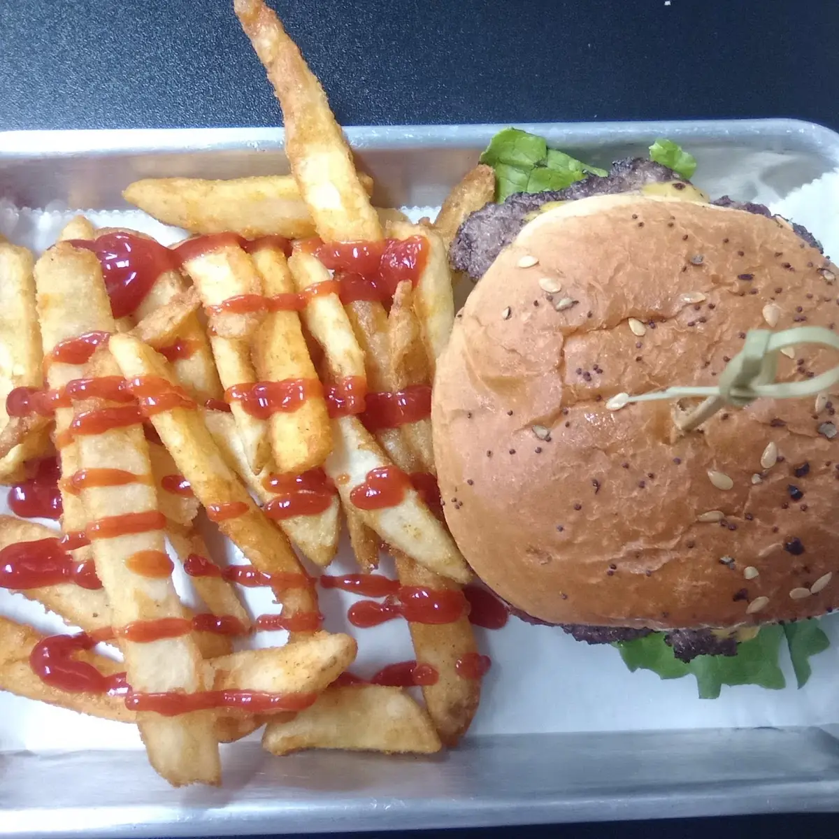 Double Angus Cheese Burger French Fries