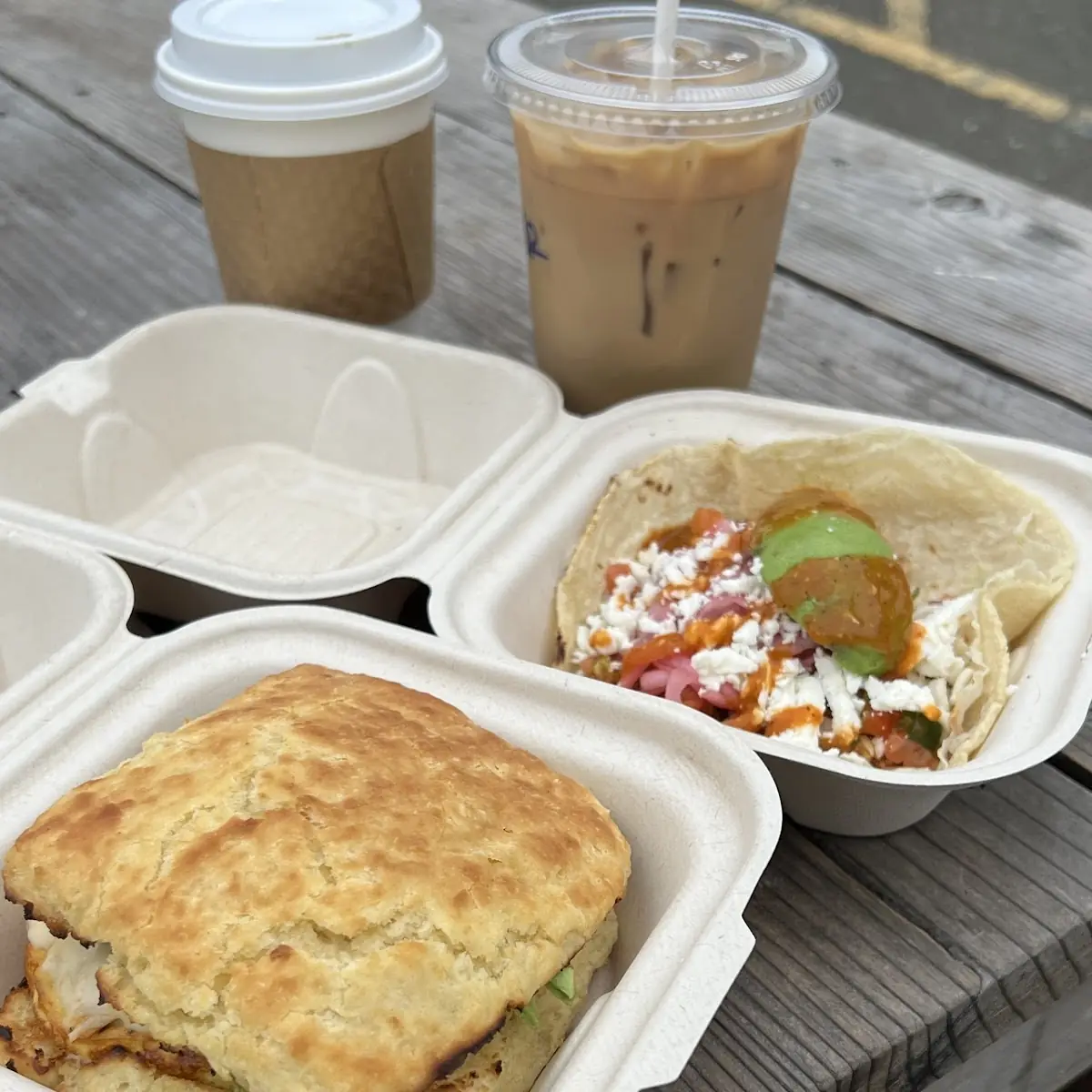 Breakfast Sandwich and Taco