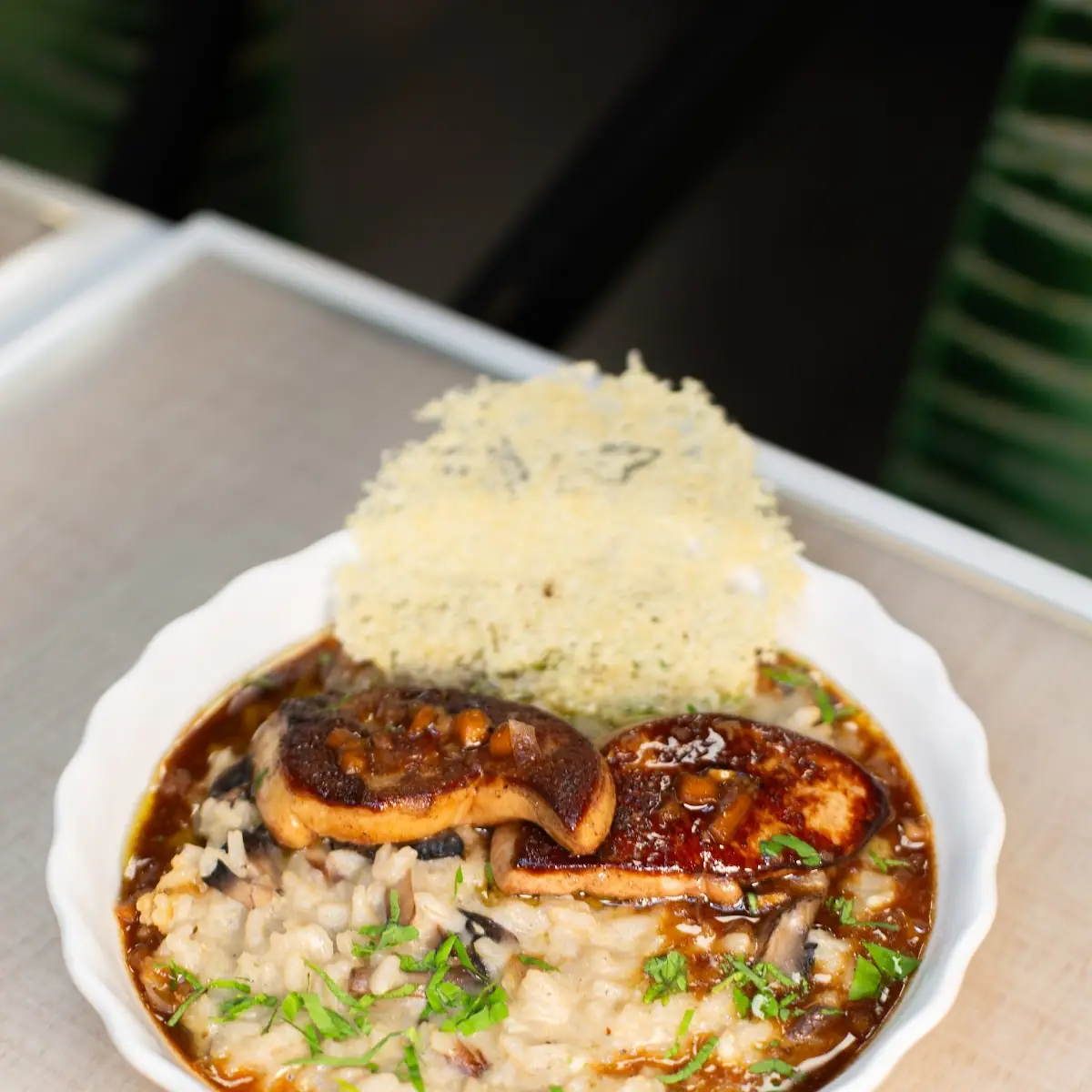 Foie Gras with Truffled Mushroom Risotto