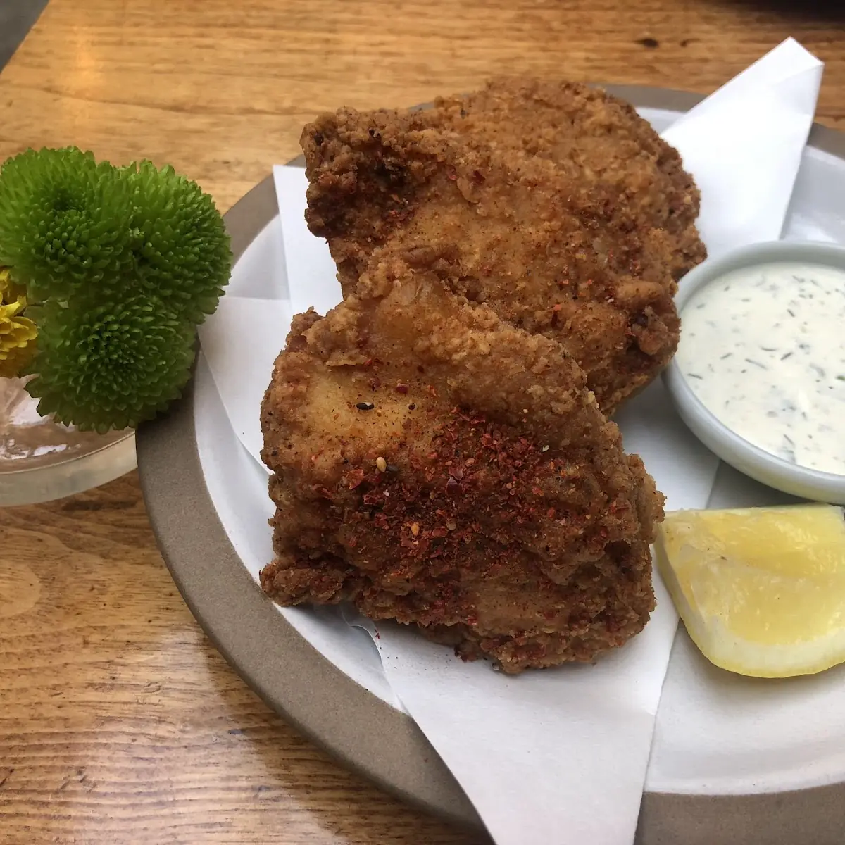 Crispy Marinated Chicken Lemon Aioli