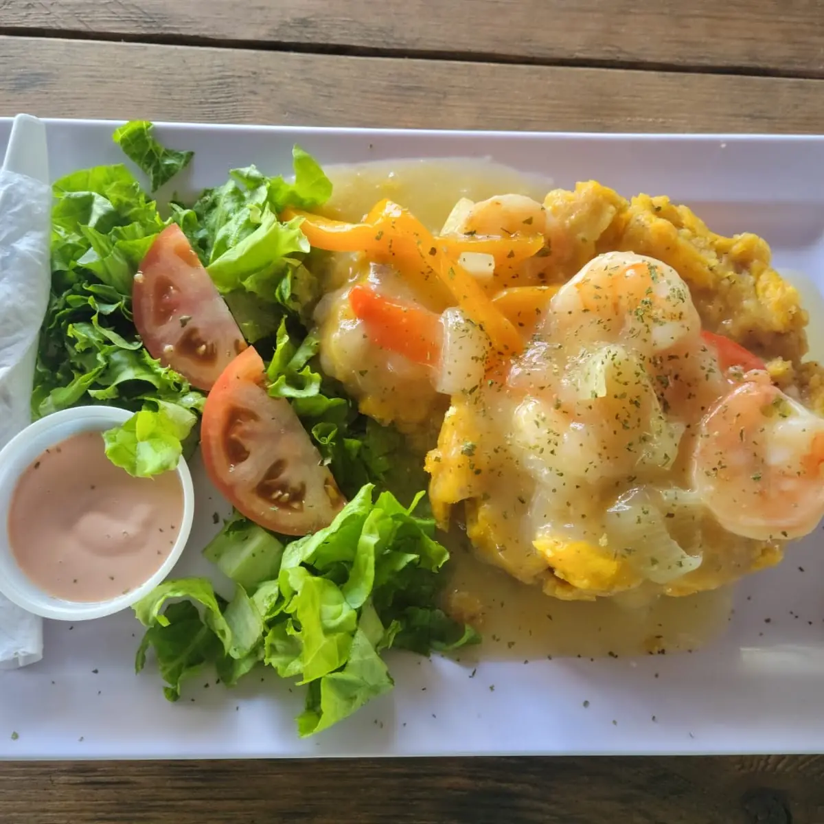 Mofongo Con Camarones En Mantequilla