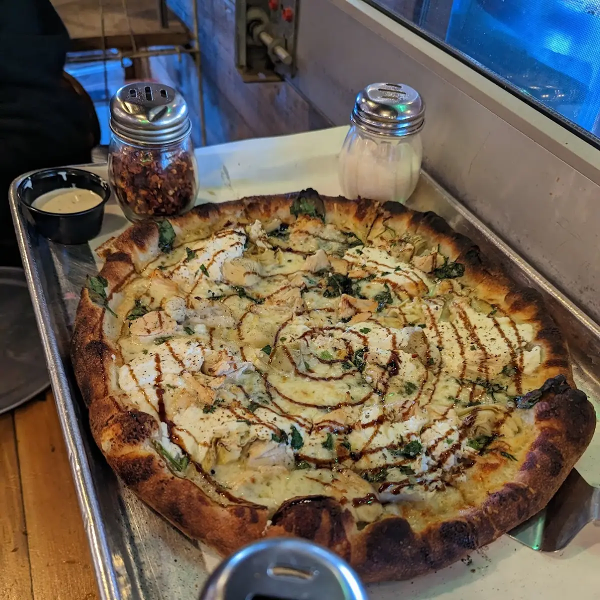 Spinach Artichoke Chicken Pizza