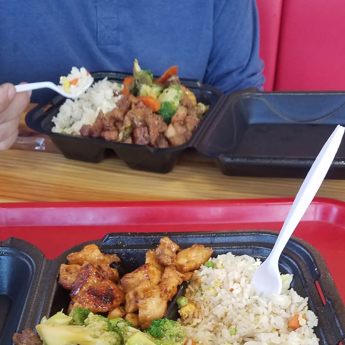 Beef Broccoli and Hibachi Chicken with Vegetable Fried Rice My Favorite Combo so Far