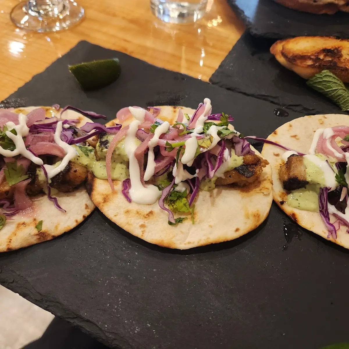 Three Fish Tacos with Slaw