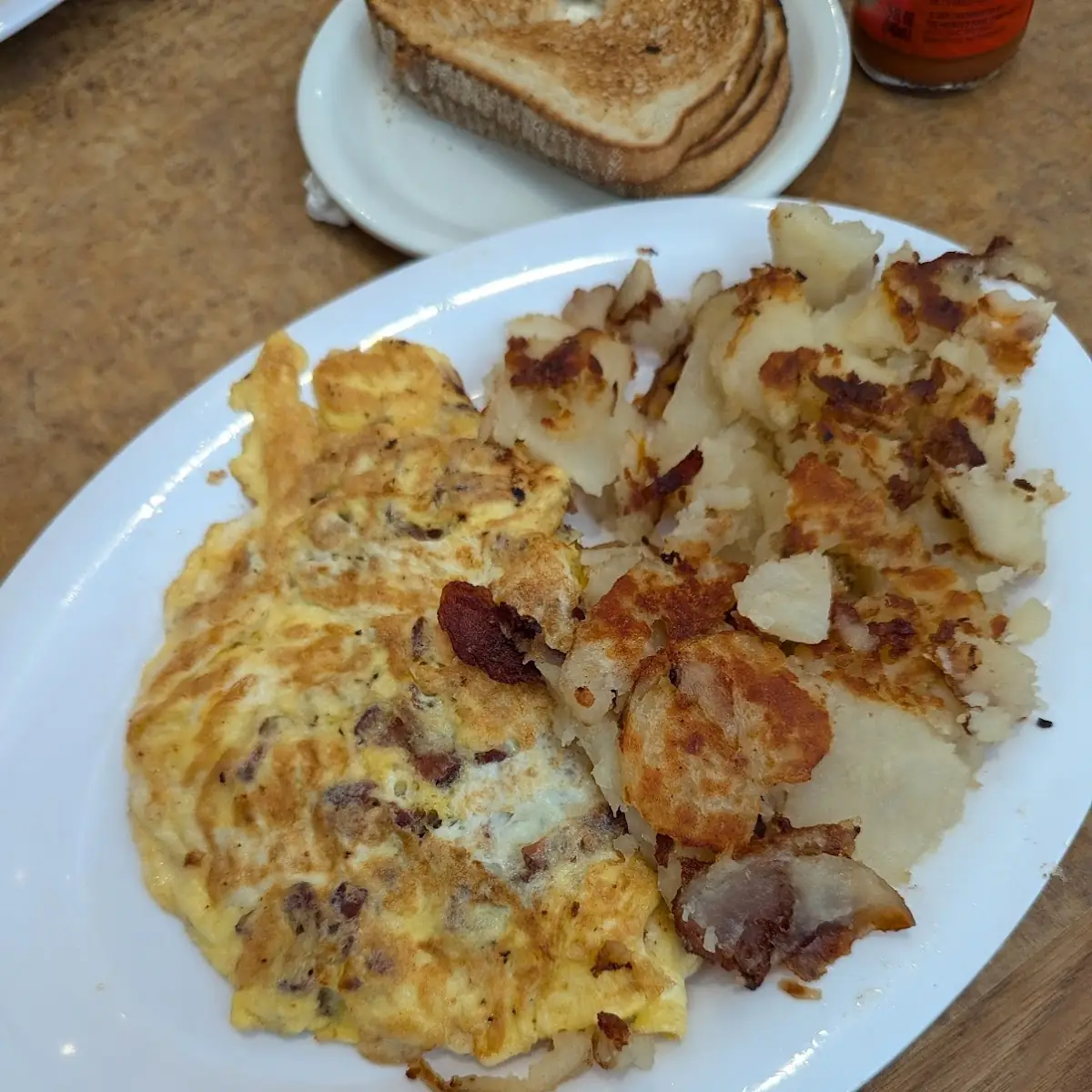 Omelette Hash Browns Toast