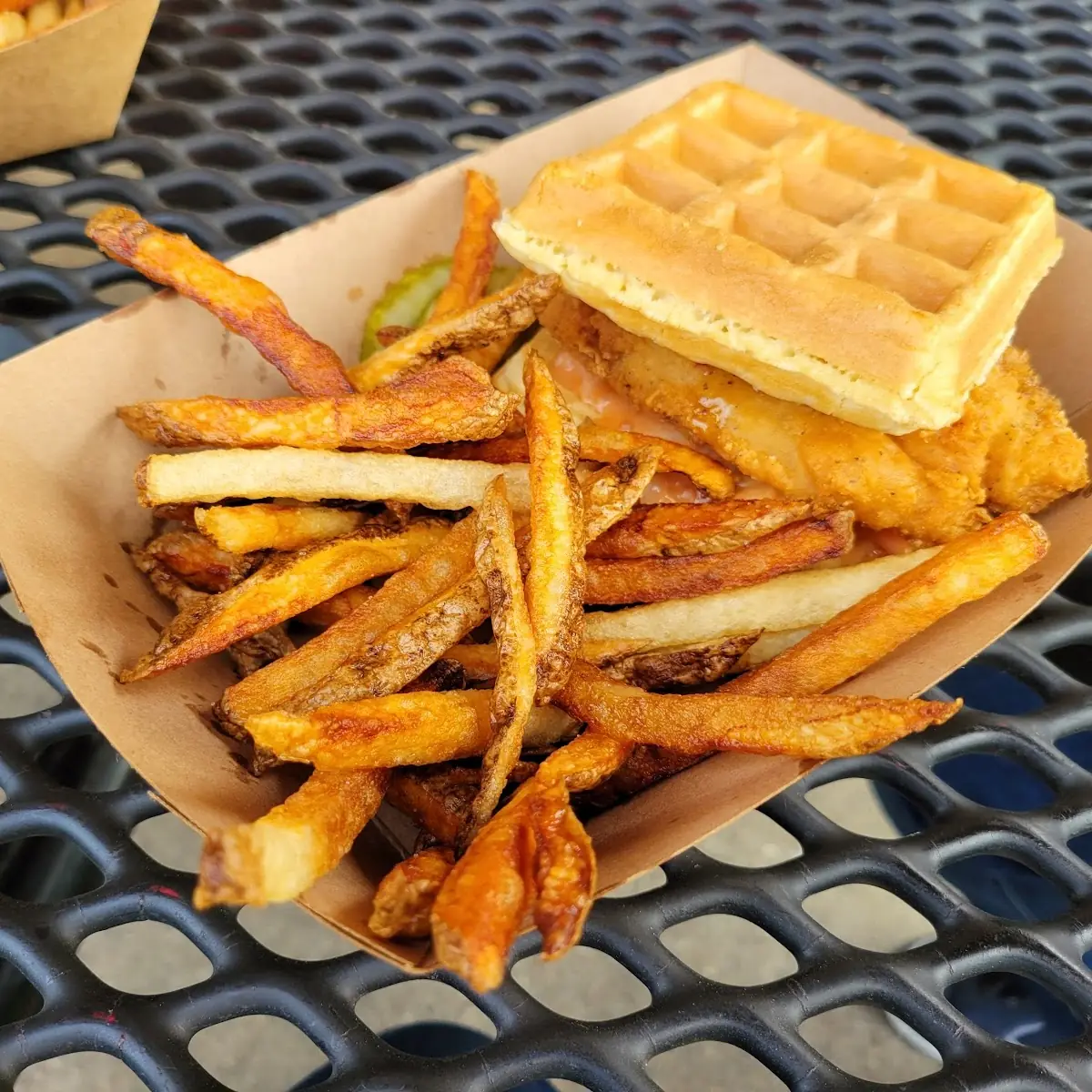 Sticky Chicken Sandwich with Fries