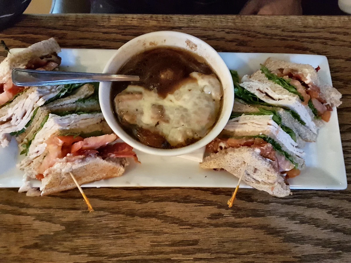 Club Sandwich with French Onion Soup