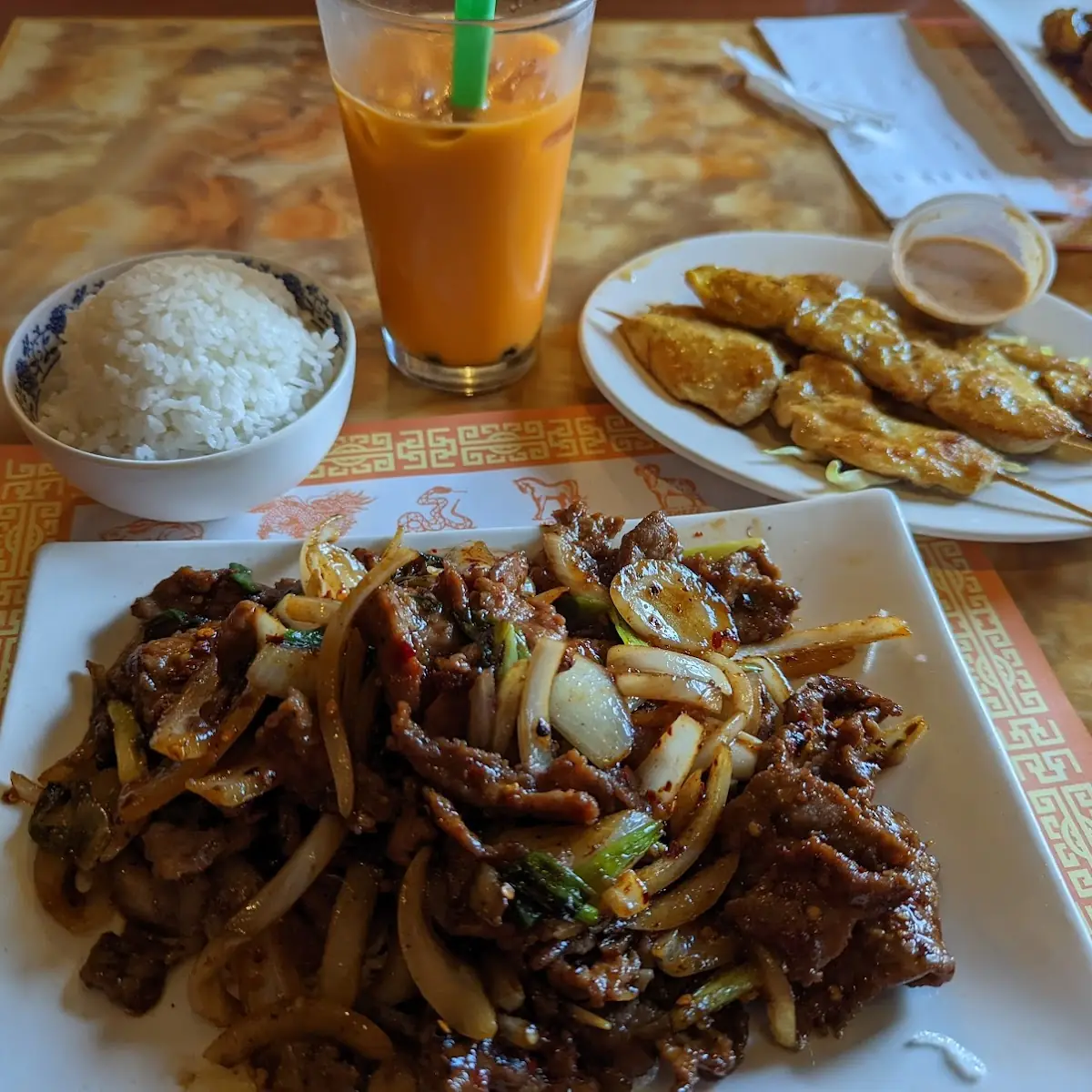 Mongolian Beef Thai Tea