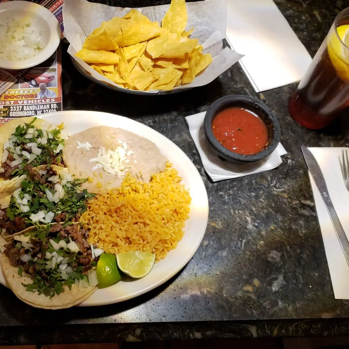 Steak Tacos- Cecina- Cilantro Onion with Fresh Lime