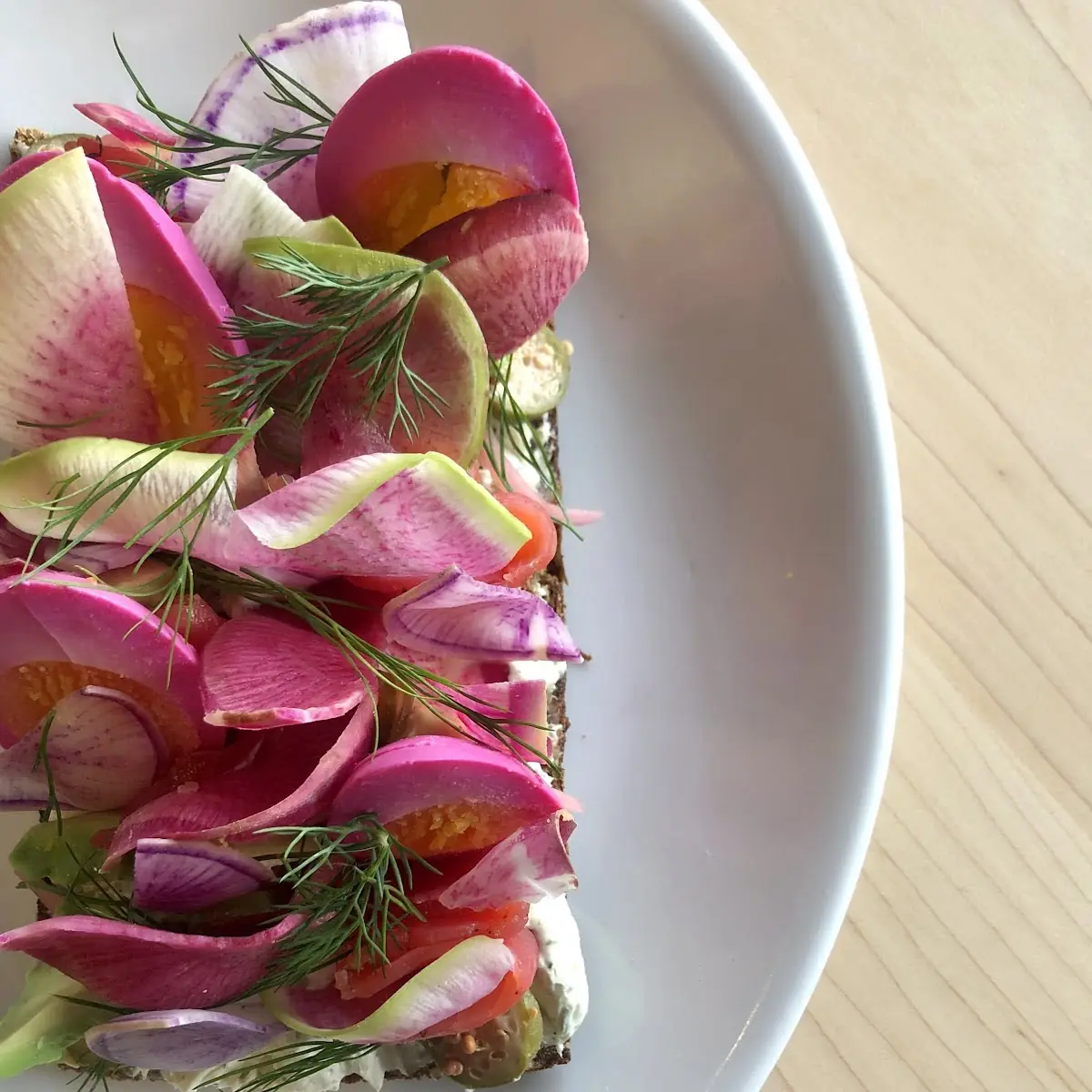 Beet Cured Salmon on Rye