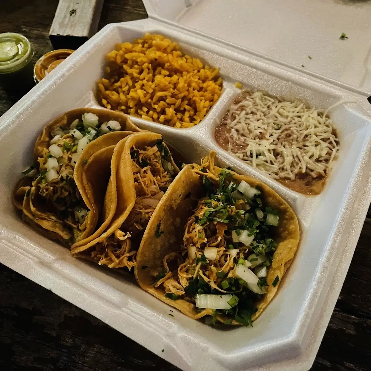 Taco Plato with Rice and Beans
