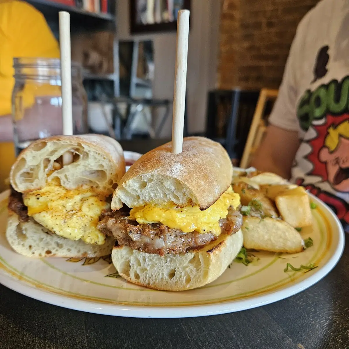 Breakfast PO' Boy w Andouille & Scrambled Eggs
