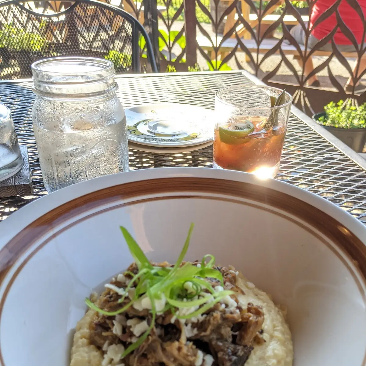 Peach Pulled Pork and Grits