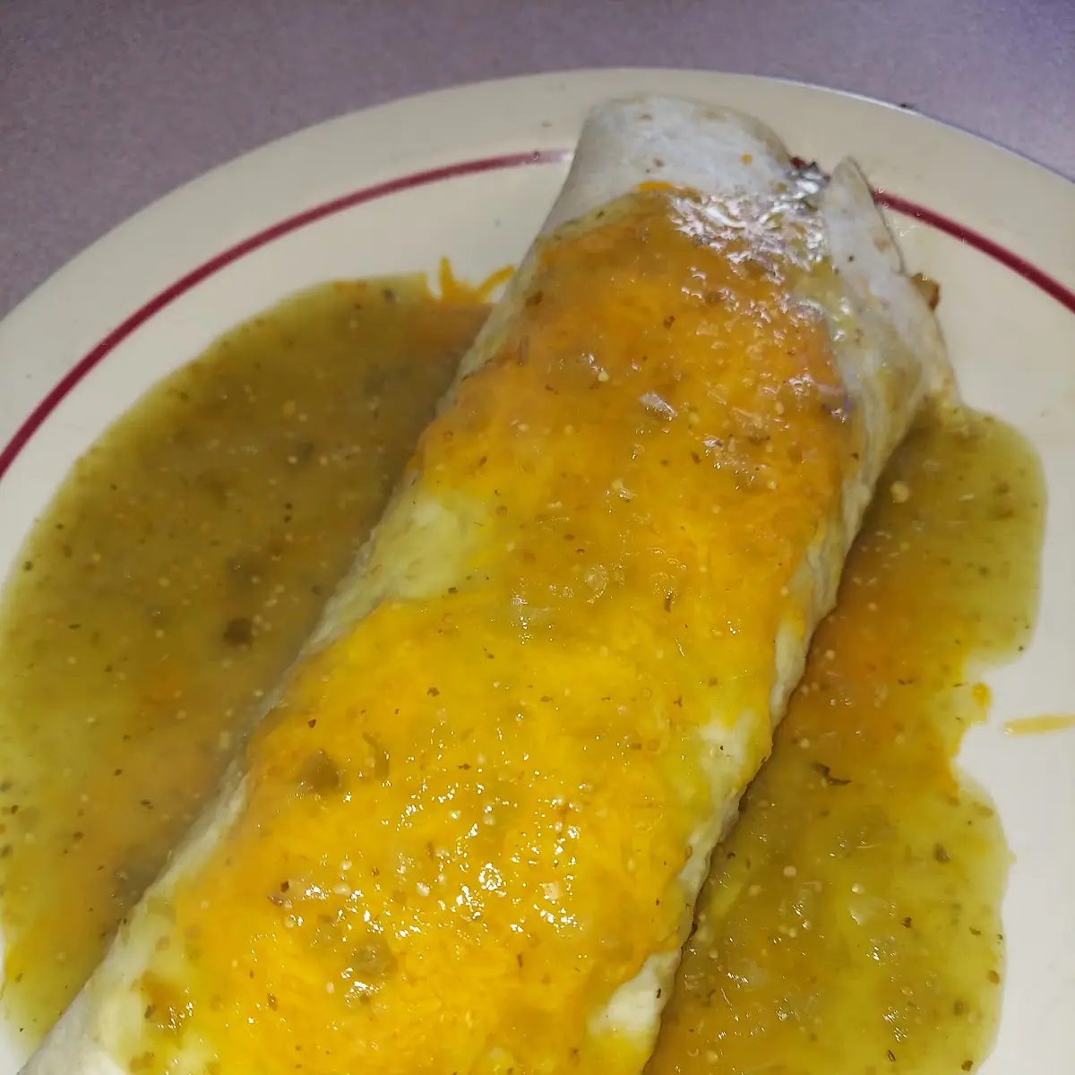 Big Smothered Burrito with Green Chile Sauce