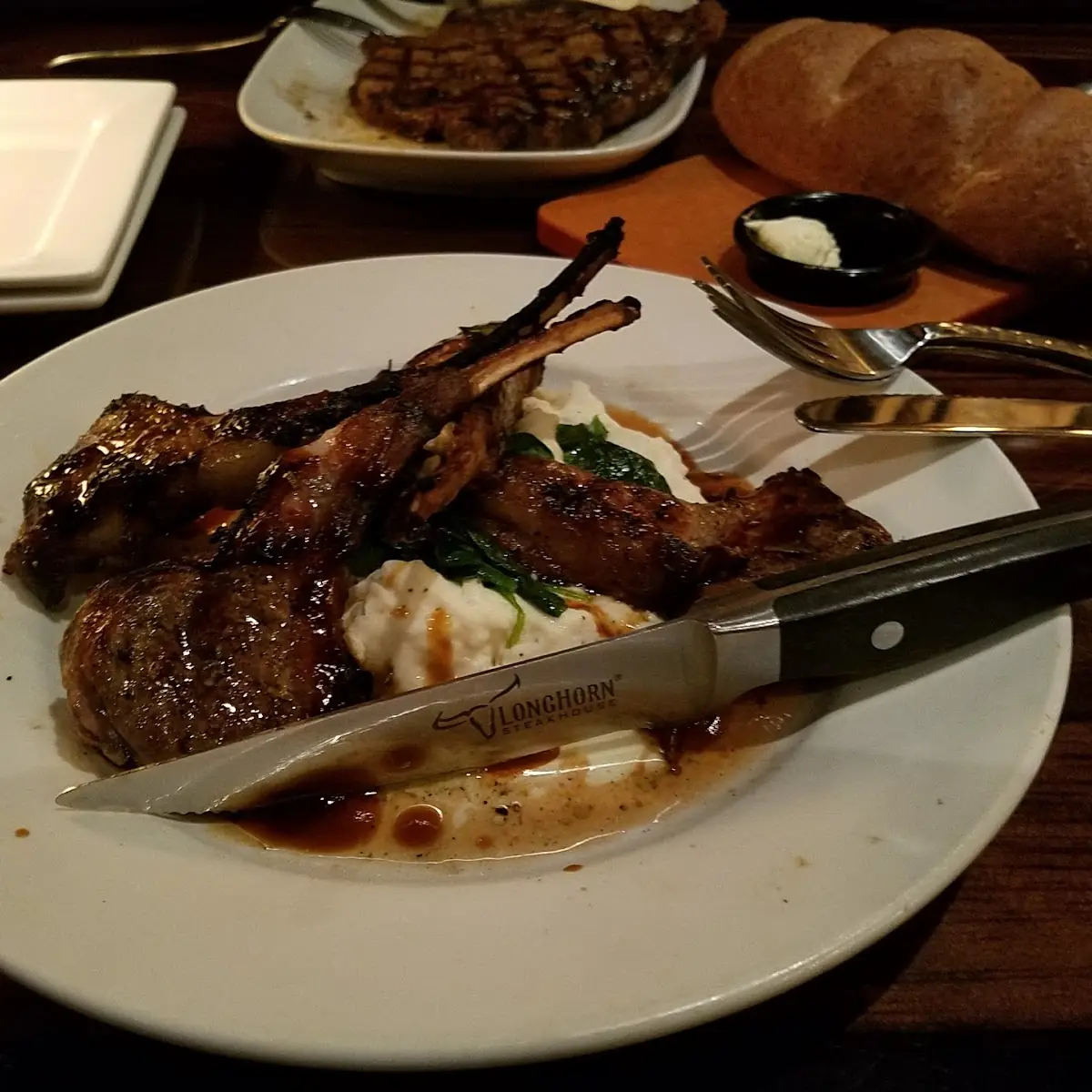 Lamb Chops with Mashed Potatoes and Spinach