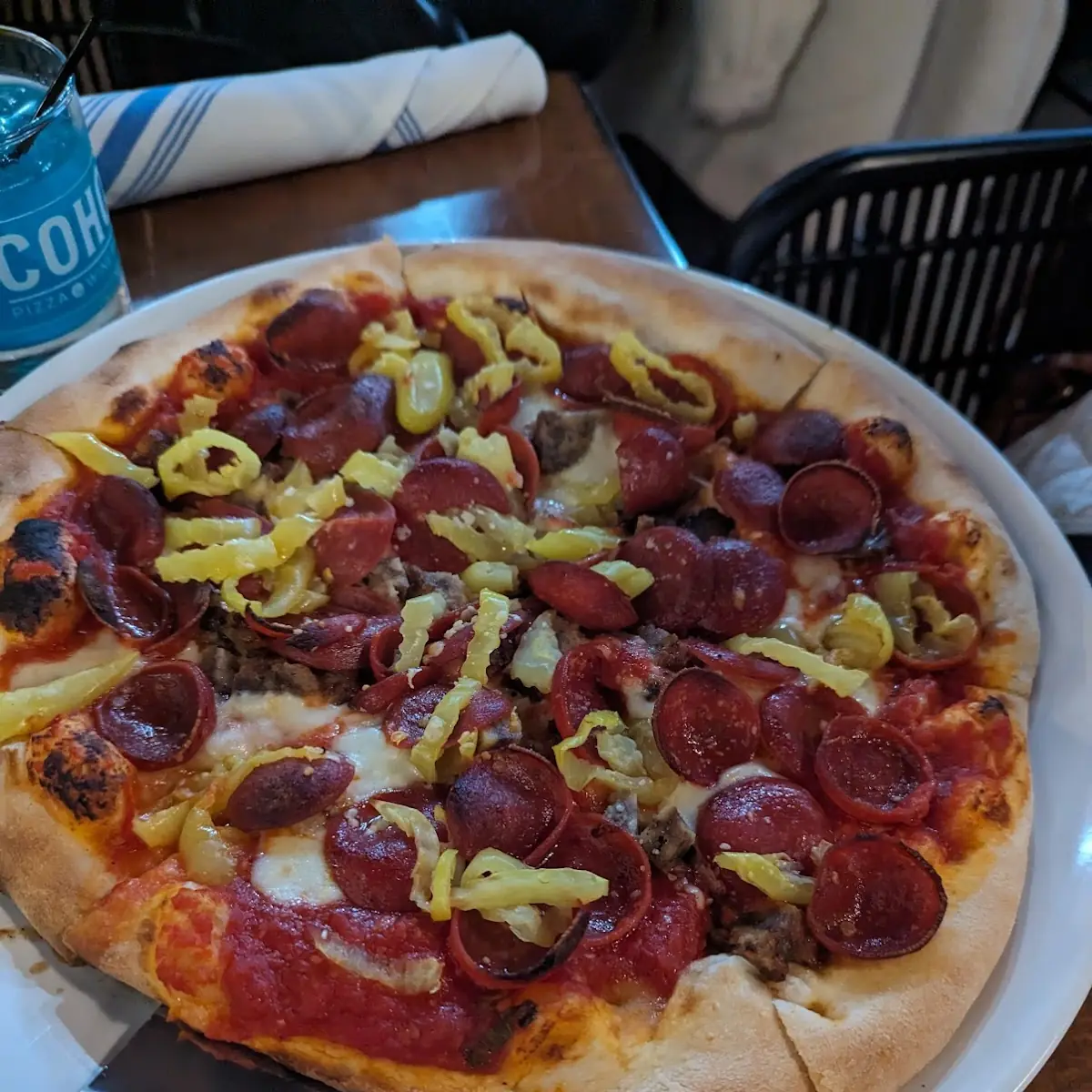 Pepperoni Pizza with Banana Peppers