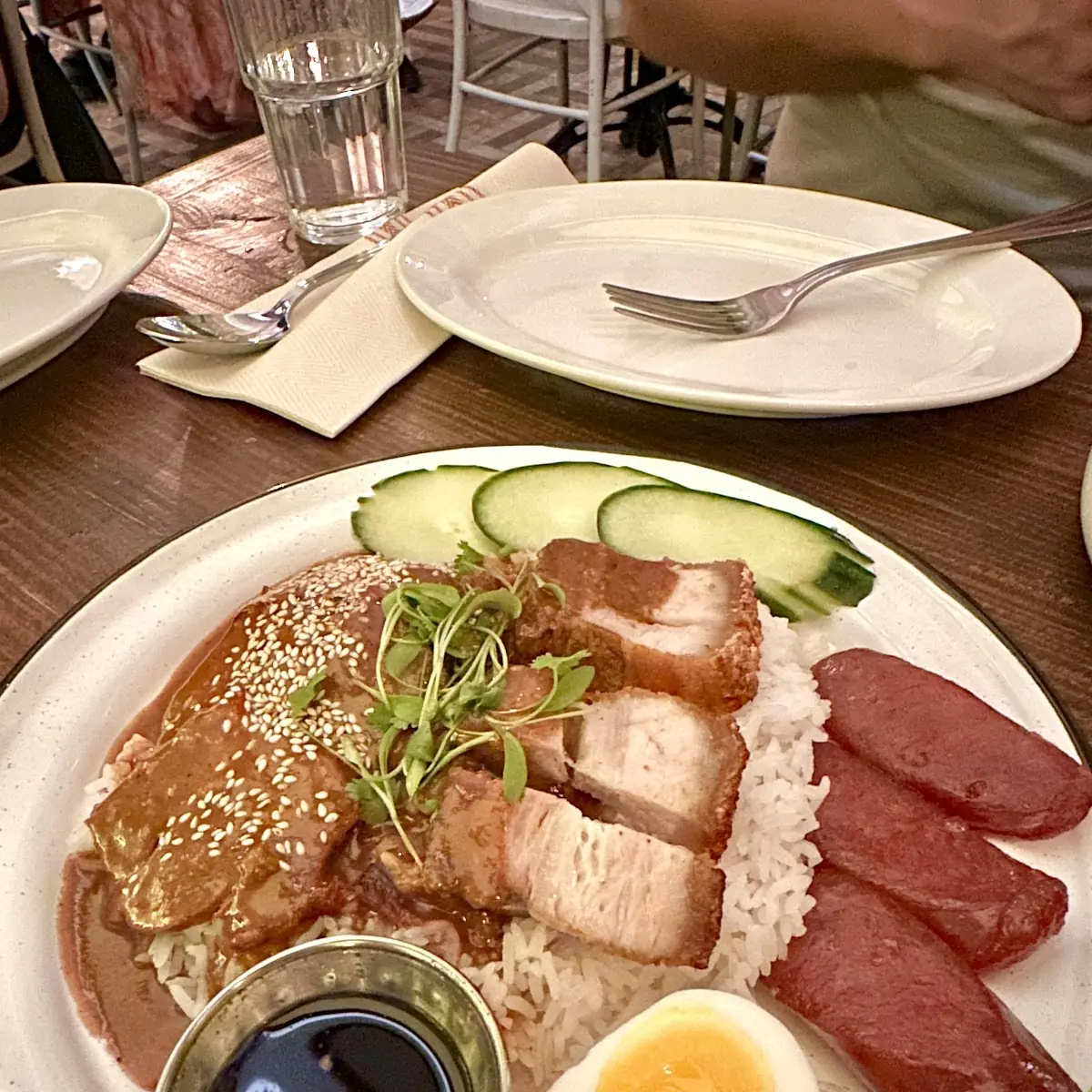 BBQ Pork Rice with Egg and Soup