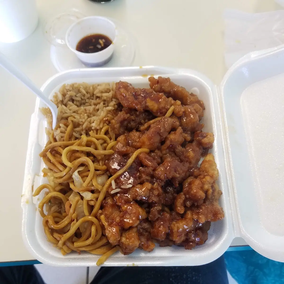 Orange Chicken with Lo Main and Fried Rice Lunch Combo