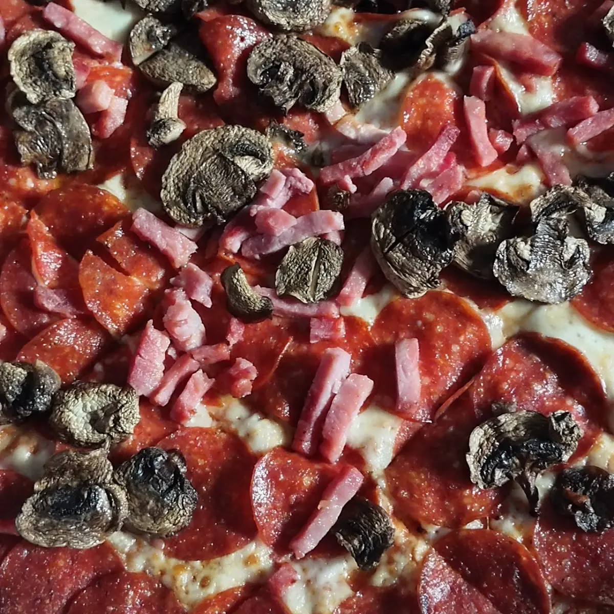 Pepperoni Ham and Extra Mushroom Pizza