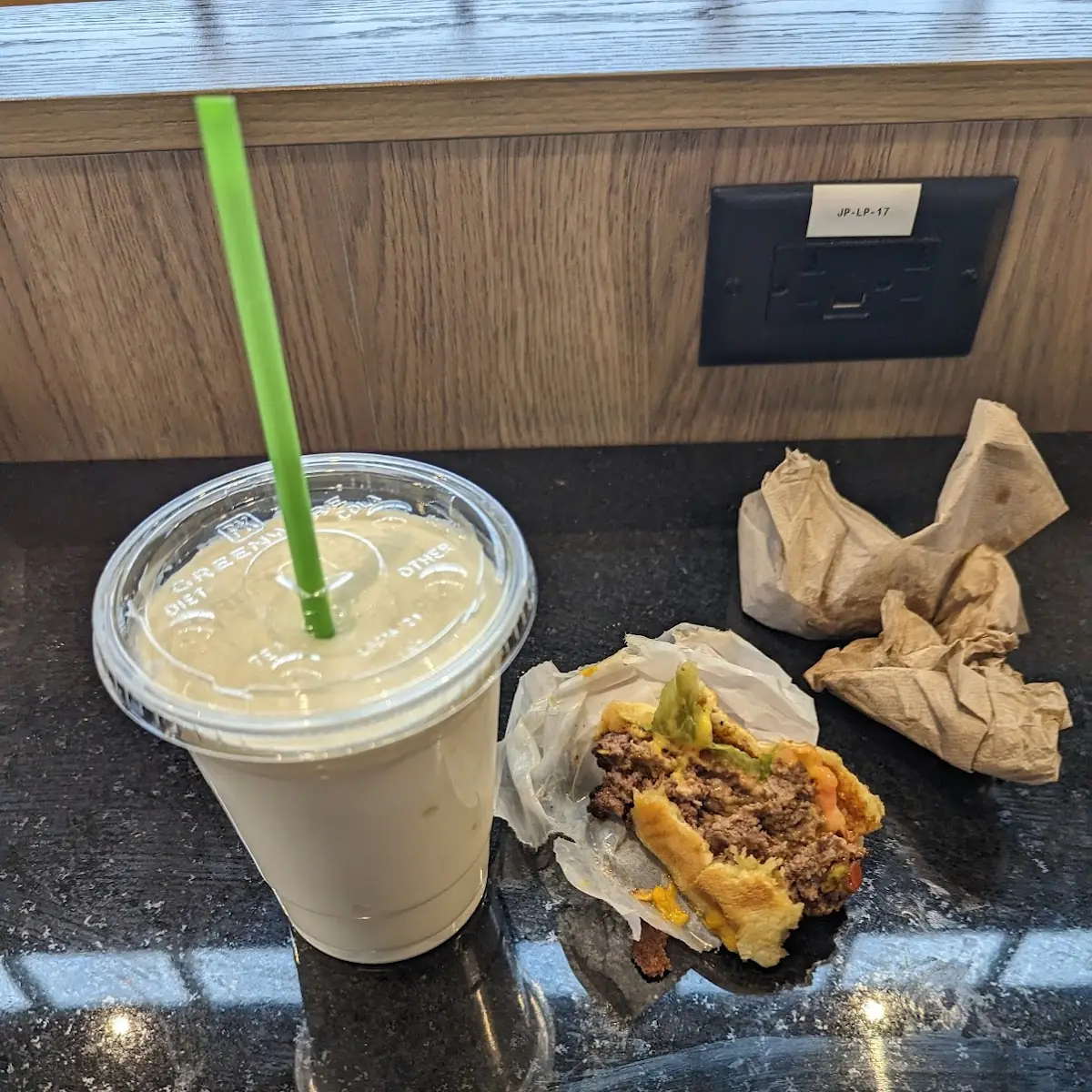 Vanilla Milk Shake and Burger